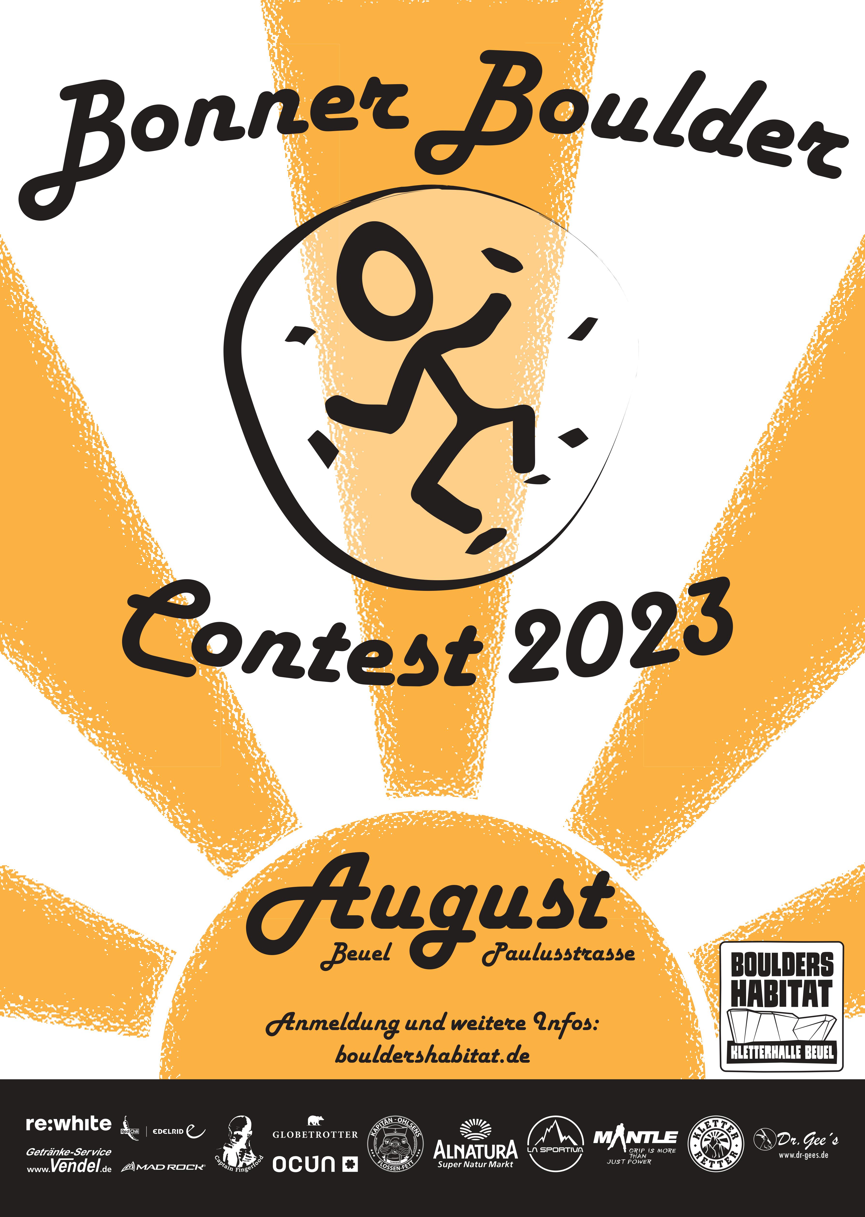 Poster for Bonner Boulder Contest August 2023