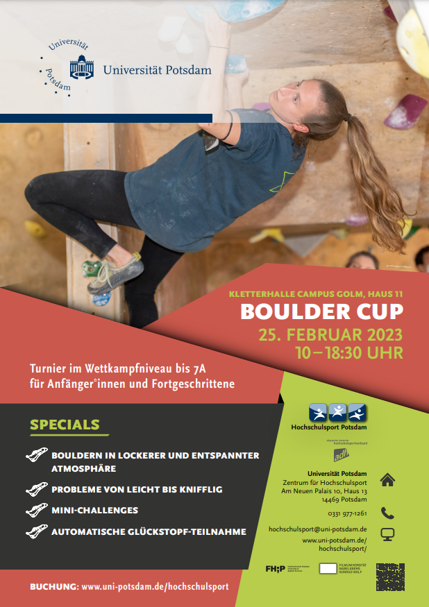 Poster for Boulder Cup 2023 Hochschulsport der Uni Potsdam